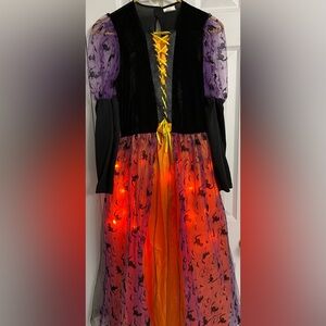 Kids Lightup Witch Costume - XL - Black, Purple, and Orange